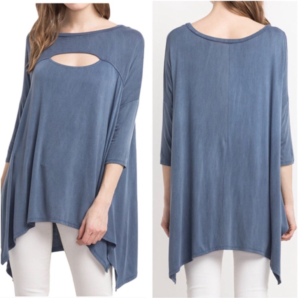 Oversized Tunic Muted Blue Color